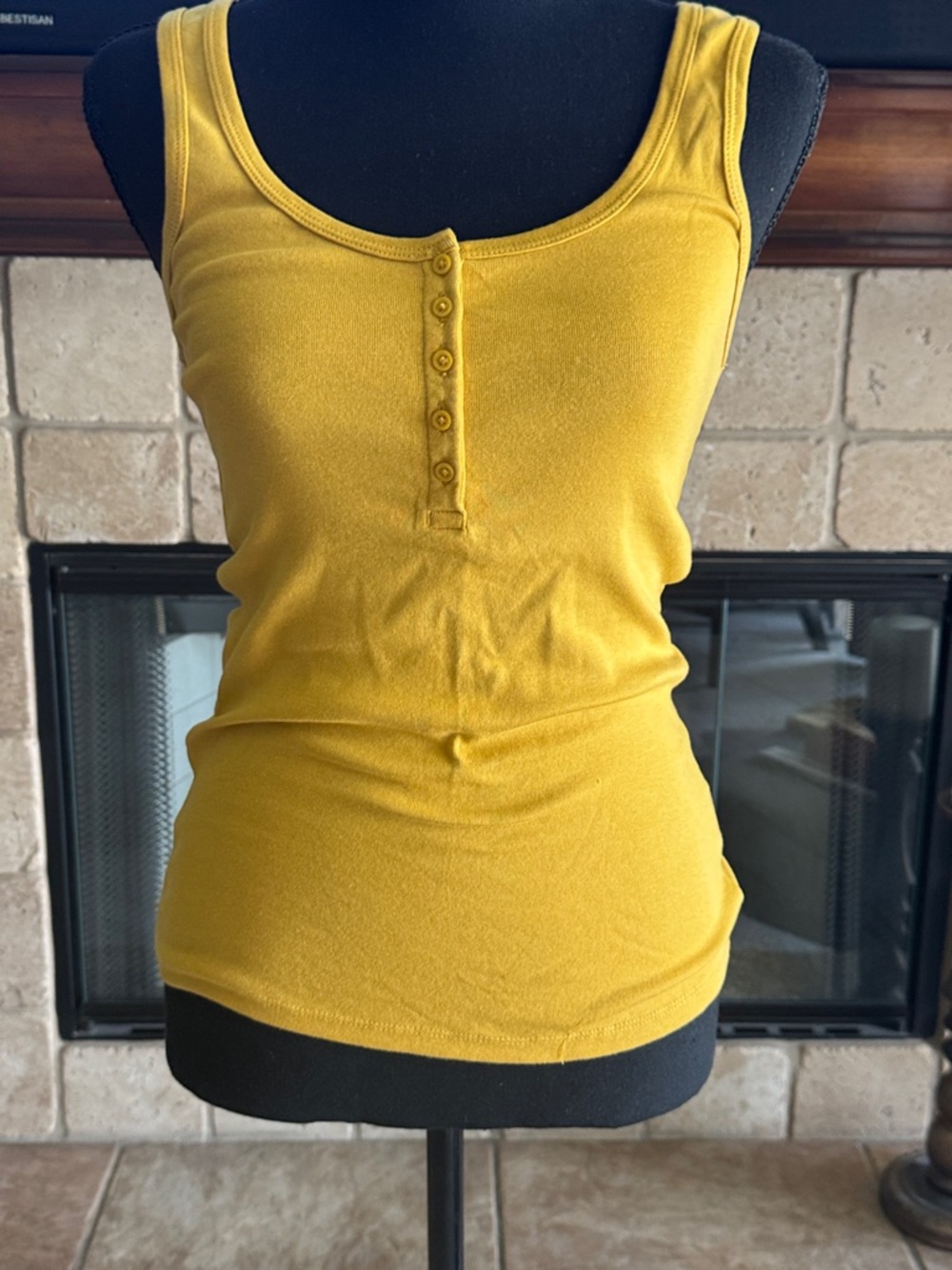 GAP Mustard Yellow Ribbed Henley Tank